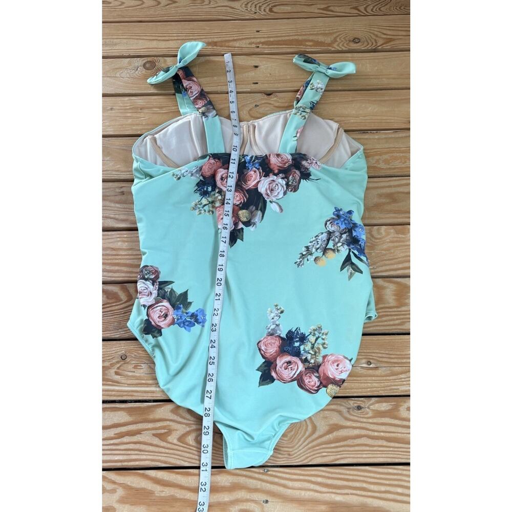Albion Women’s Floral One Piece Swimsuit Size 2XL Mint Green P1 - Picture 4 of 5